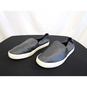 Vince Camuto Black Perforated Leather Slip On Loafer Sneakers Women Sz 9